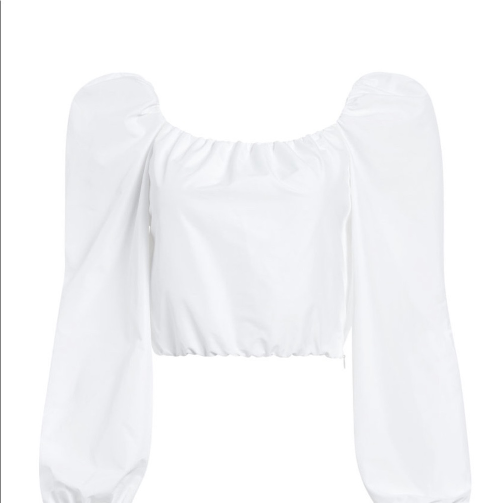 Alice and Olivia white peasant crop top